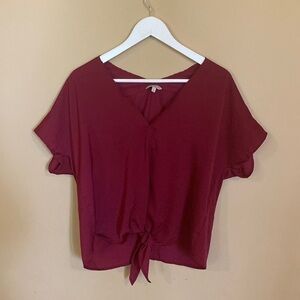 Lucky Brand burgundy red V Neck Blouse Women’s Size XS